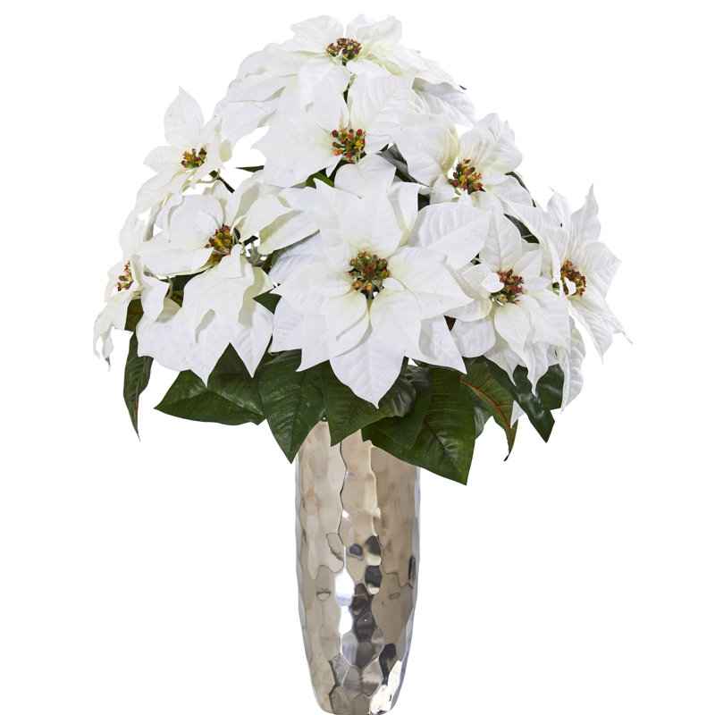 Artificial Poinsettia Floral Arrangements in Vase